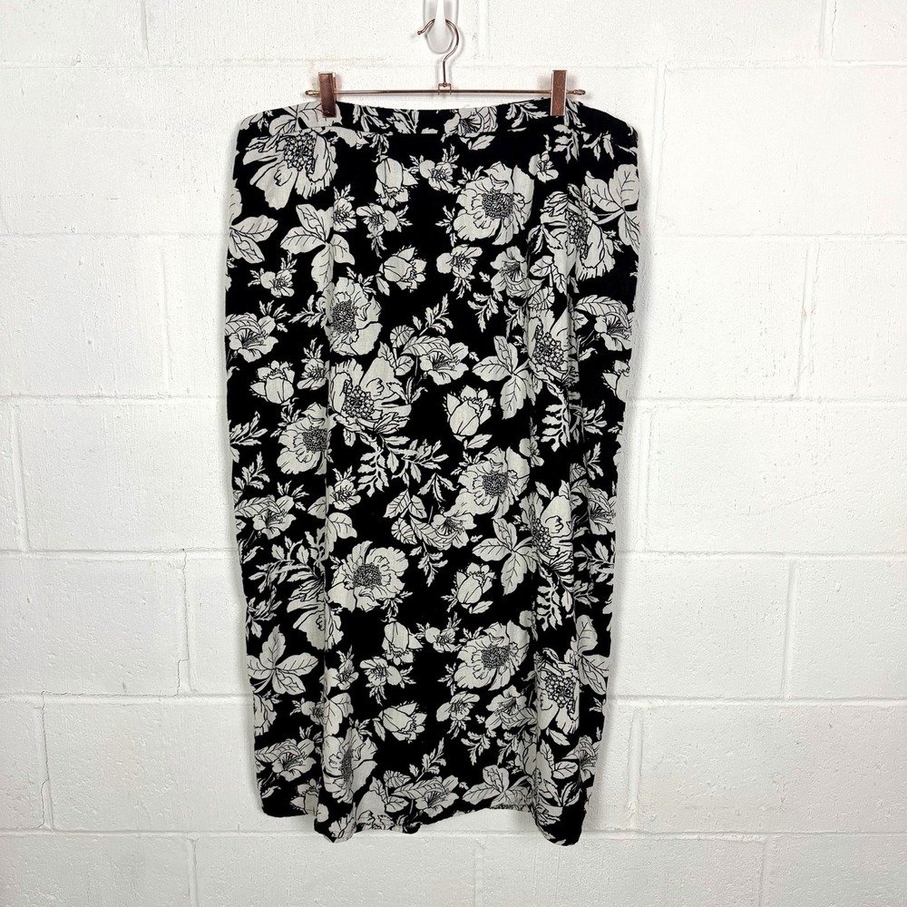 Old Navy Maxi Skirt Linen Blend Plus Size 2X Black Tropical Floral Resort Travel